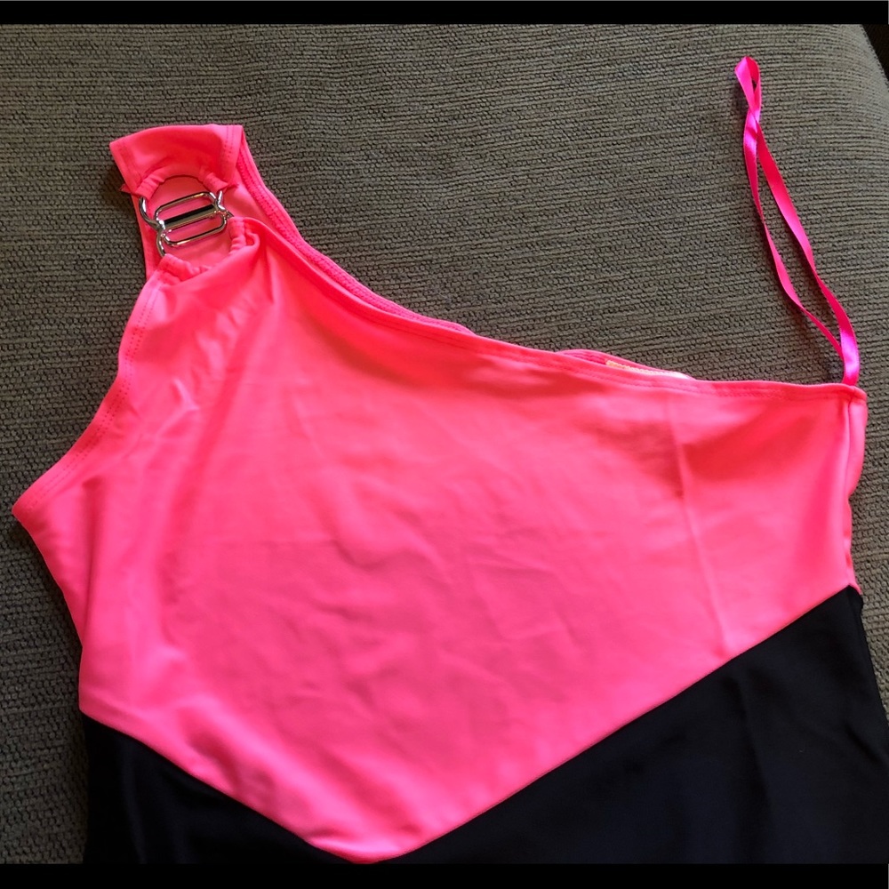 NWOT Love J Pink & Black One Piece Swimsuit Swim M - Picture 2 of 8